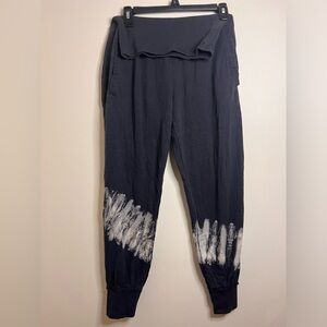 Young Fabulous & Broke Black  Tie Dye Joggers Sweatpants Fold Over Sz S